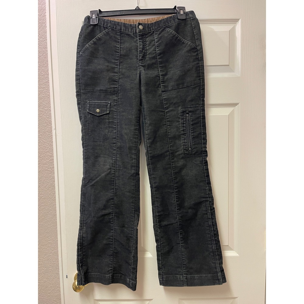 Athleta Cargo Pants Womens 8 Blue Green Corduroy Utility Color Shift - Picture 3 of 17